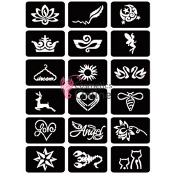 Sabloane de corp pentru tatuaje temporare Henna SHT018, set 24 bucati